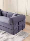 Convertible Sleeper Sofa Bed with Cylindrical Pillow - Corduroy Folding Mattress Couch with W3199P277911