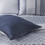 7 Piece Jacquard Comforter Set Navy Cal King B03597210