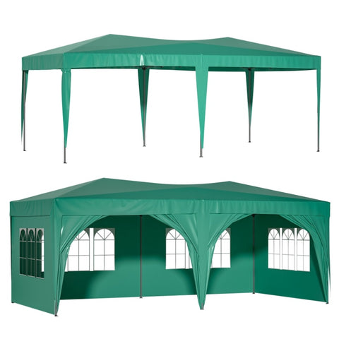 ZUN 10 x 20 ft Heavy Duty Awning Canopy Pop Up Gazebo Marquee Party Wedding Event Tent with 6 Removable 24047009