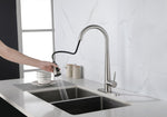 ZUN Kitchen Faucet Pull Down Sprayer Brushed Nickel, High Arc Single Handle Kitchen Sink Faucet K-4012-NS