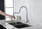 ZUN Kitchen Faucet Pull Down Sprayer Brushed Nickel, High Arc Single Handle Kitchen Sink Faucet K-4012-NS