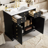 36'' Bathroom Vanity with Ceramic Sink Combo, Solid Wood Frame Bathroom Storage Cabinet, N710P195628B