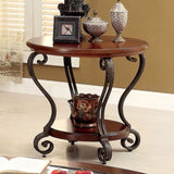 Traditional Style Brown Cherry 1pc END TABLE Open Bottom Shelf Ornate Design Living Room Furniture B011P184987