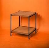 ZUN Honey Oak and Black End Table with Shelf B062P185645