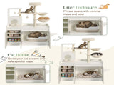 50.6" Cat Tree with Litter Box Enclosure, 5Cat Tower with Sisal Scratching Post and Storage Space, N704P443505K