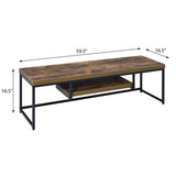 ZUN Weathered Oak and Black 1-shelf TV Stand B062P182851