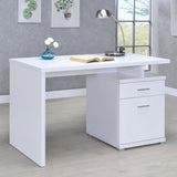 White 2-Drawer Reversible Office Desk B062P153861