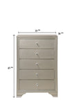 ZUN 1pc Modern Glam Style Champagne Finish Glam Five Drawer Chest Embossed Crocodile Pattern Wooden B011P216716