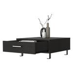 ZUN Black Wengue 1-Drawer Rectangle Coffee Table B06280212