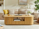 46.5"modern luxury oval coffee table with drawers and storage compartments, curved contour design, W1162P339120