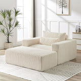 75-Inch Corduroy Sponge Sofa Lounge Chair with Removable footrest,No Assembly Required,Fluffy Modern W834P206099