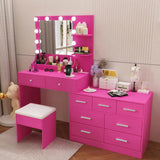 Barbie pink particleboard with a textured melamine finish, 9 drawers, 2 shelves, desktop storage, 60986650