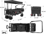 Collapsible Wagon Heavy Duty Folding Wagon Cart with Removable Canopy, 4" Wide Large All Terrain 65812025