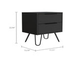 Black Wengue 2-Drawer Rectangle Nightstand B06280316