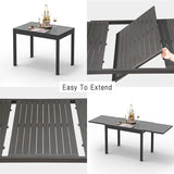 Patio Dining Expandable Table, Metal Aluminum Outdoor Table for 6-8 Person Rectangular Table for W1859112382