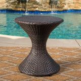Outdoor 16-inch Multi-brown Wicker Hourgla Side Table 61431.00MBRN