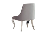 Set of 2 Velvet Upholstered Side Chairs, Grey and Chrome B016P225431