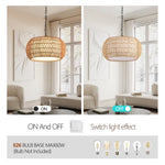 ZUN Farmhouse Pendant Light with Adjustable Height, Boho Woven Jute Rope Hanging Ceiling Light Fixture, W1340P241301