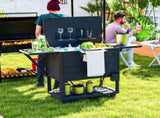 104 Quart Outdoor Cooler Cart, Large Capacity Rolling Ice Chest with Bottle Opener, Storage Shelves 01732367