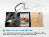 Kitchen Sink 33"x19" Multifunctional undermount Flying Rain Waterfall S304 Stainless Steel Handmade 00955466