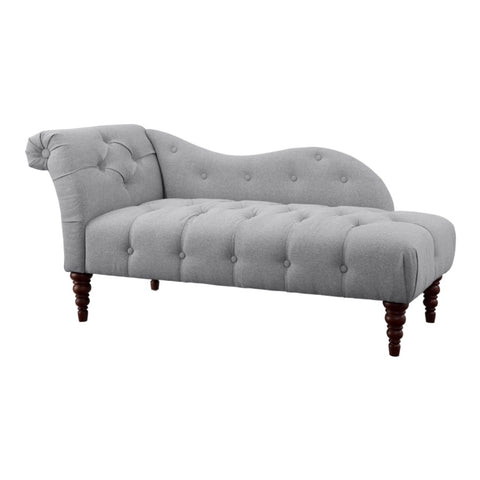 ZUN 1pc Modern Traditional Chaise Button Tufted Detail Dove Gray Upholstery Style Comfort Living Room B011P172714