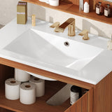 30" Modern Bathroom Vanity with Ceramic Sink, Vintage Minimalist Bathroom Vanity Cabinet, 45 Degrees N817P245325N