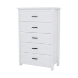 ZUN Retro American Country Style Wooden Dresser with 5 Drawer, Storage Cabinet for Bedroom, White N733P207094K