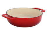 Cast iron 7.5QT cooking pot - Gradient red color - Includes two silicone gloves - Enamel pot 48995133