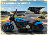 6V Blue Kids Electric Motorcycle Training Wheels, Single-Button Start Toddler Toy 83958940
