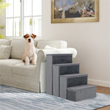 4-Step Dog Stairs with Storage - MDF Build , Dutch Velvet Comfort, 15"x6.5" Steps 75608027