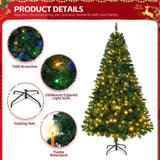 6 FT Pre-lit Artificial Christmas Tree, Hinged Xmas Pine Tree with 1000 Branch Tips, 350 Lights and 25437080