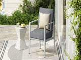 Silver Aluminum Lounge Chair with Sleek Rope Accents and Comfortable Cushions, Perfect for Modern N767P237034W