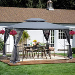 ZUN 13x10 Outdoor Patio Gazebo Canopy Tent With Ventilated Double Roof And Mosquito net W41942174