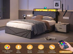 ZUN LED Queen Bed Frame, Storage Headboard with Charging Station, Solid and Stable, Noise Free, No Box W2129P262891