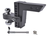 Fits 2.5" Receiver Aluminum Trailer Hitch Adjustable 8" Drop/Rise 2" & 2-5/16" Balls 18500LBS w/2 04082944