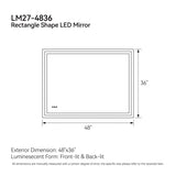 48"*36"LED Bathroom Mirror,Front-Lit and Back-Lit, Stepless Dimmable, 3 Colors CRI90, Brightness T3177P320625