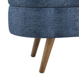 Ottoman Oval Storage Bench,Rubber Wood Legs, Gray Dark Blue W487P271394
