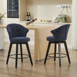 008-Wing Back Swivel Bar Stools Set of 2 - 25" Counter Height Adjustable Stools with Solid Wood Legs W2636P239837