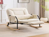 Corduroy Nursery Rocking Chair w/ Pull-out Footrest, 100&deg-160&deg Adjustable Backrest, Oversized 54625236