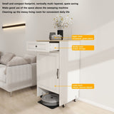 Robot Vacuum Stand Cabinet with Wheels, Sweeping Robot Storage Rack with Doors and Drawers, Side W282P296230