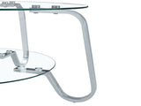 Minimalist style metal frame double-layer tempered glass coffee table, size 31.5 * 31.5 * 17.7 80572019