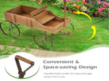 Garden Plant Planter Wooden Wagon Planter W/ Wheel Garden Yard Brown 32157644