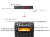 1500W Quartz Tube Heater Digital Style 4 Quartz Tubes Black 53608224