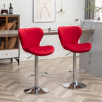 ZUN Ellston Upholstered Adjustable Swivel Barstools in Red, Set of 2 T2574P165086