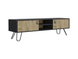 Toka Hairpin Legs TV Rack with Media Center and 2-Door, Black/Macadamia B097P167455