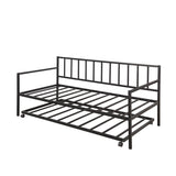 Twin Daybed with Trundle Multifunctional Metal Lounge Daybed Frame WF189880AAB