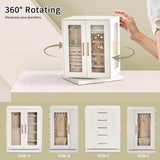 360&deg Rotating Jewelry Box with 5 Drawers - White Cabinet & Pink Velvet Storage 07488518
