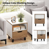 2-Pack Color Blocking Nightstands - 3-Tier Storage , Unique Wood Grain 08509714