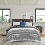 3 Piece Cotton Comforter Set with Chenille Tufting Gray Full/Queen B03596426