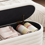 Storage Chenille Ottoman Bench Upholstered Fabric Storage Bench End of Bed Stool with Safety Hinge W2336P251192